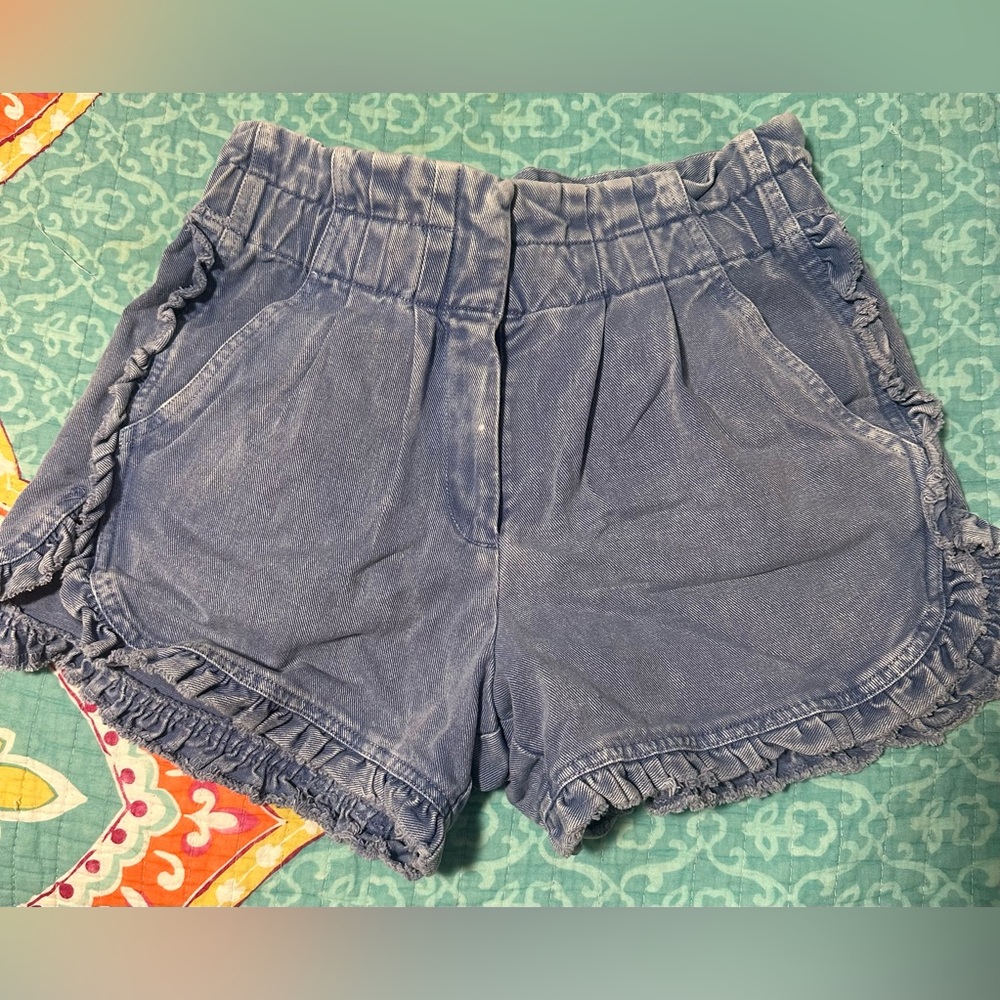 Blue Ruffled Women's Shorts
